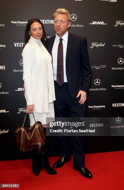 Boris Becker and Lilly Kerssenberg attend the Lala Berlin fashion show during the Mercedes Benz Fashion Week A/W 2009 at Bebelplace on January 29,...