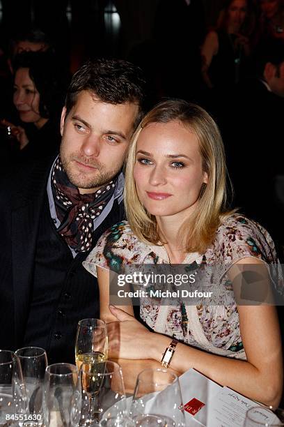 Joshua Jackson and Diane Kruger attends the Fashion Dinner for Aids at Pavillon d'Armenonville on January 29, 2009 in Paris, France.