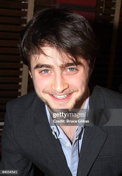 Actor Daniel Radcliffe receives his portrait celebrating his performance in "Equus" on Broadway at Sardi's on January 29, 2009 in New York City.