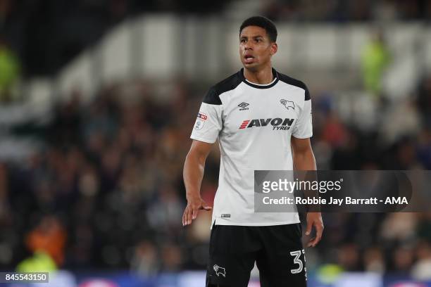 Curtis Davies of Derby County during the Sky Bet Championship match between Derby County and Hull City at iPro Stadium on September 8, 2017 in Derby,...