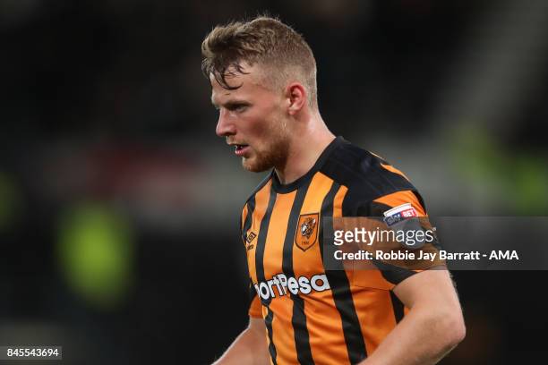 Stephen Kingsley of Hull City during the Sky Bet Championship match between Derby County and Hull City at iPro Stadium on September 8, 2017 in Derby,...
