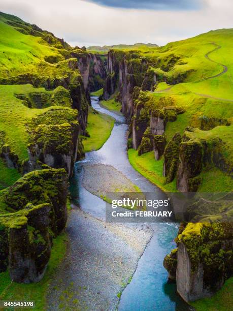 Above of Fjadrargljufur canyon in summer, Iceland