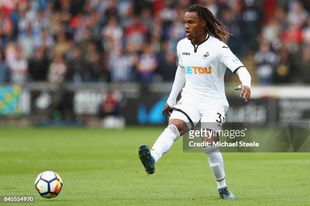 Renato Sanches of Swansea City during the Premier League match between Swansea City and Newcastle United at Liberty Stadium on September 10, 2017 in...