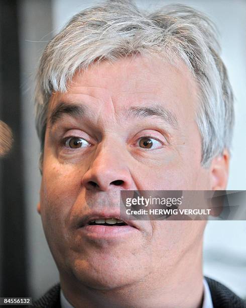 Flemish Minister of Culture, Youth, and Sport, Bert Anciaux, talks to the media as he arrives for a press conference of the Flemish Government on...