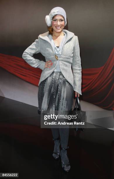 Vanessa Petruo arrives for the 'Marcel Ostertag' fashion show during the Mercedes Benz Fashion Week A/W 2009 at Bebelplace on January 30, 2009 in...