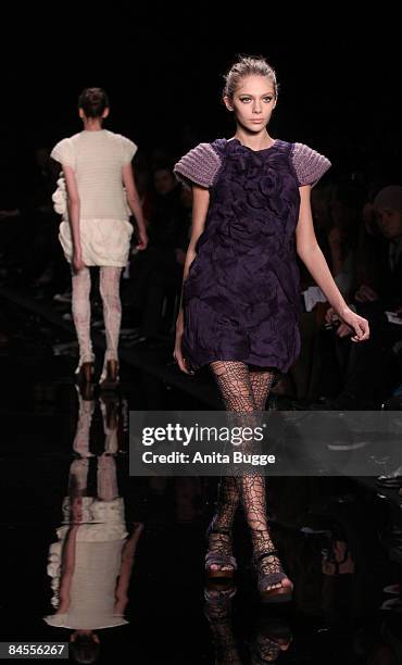 Model walks the runway at the P&C "Designer for Tomorrow" fashion show during the autmn/winter 2009/10 Mercedes Benz Fashion week on January 29, 2009...