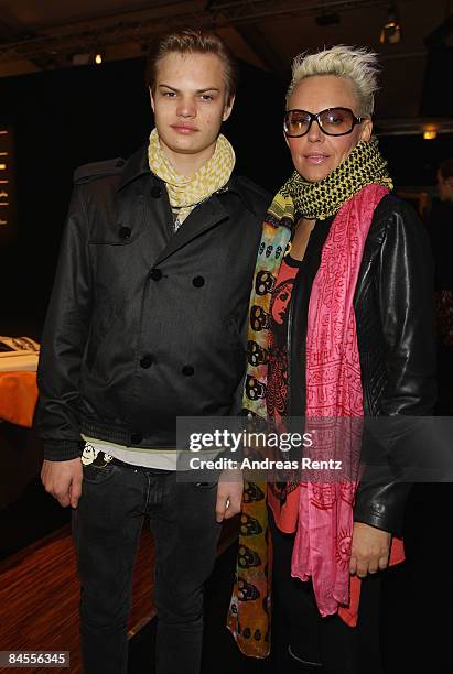 Wilson Gonzalez Ochsenknecht and his mother Natascha Ochsenknecht arrive for the 'Marcel Ostertag' fashion show during the Mercedes Benz Fashion Week...