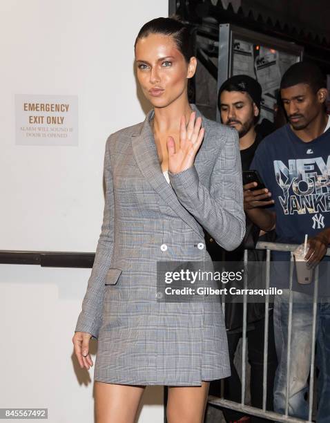 Model Adriana Lima is seen leaving the FENTY PUMA by Rihanna Spring/Summer 2018 Collection at Park Avenue Armory on September 10, 2017 in New York...