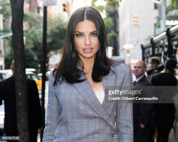 Model Adriana Lima is seen arriving the FENTY PUMA by Rihanna Spring/Summer 2018 Collection at Park Avenue Armory on September 10, 2017 in New York...