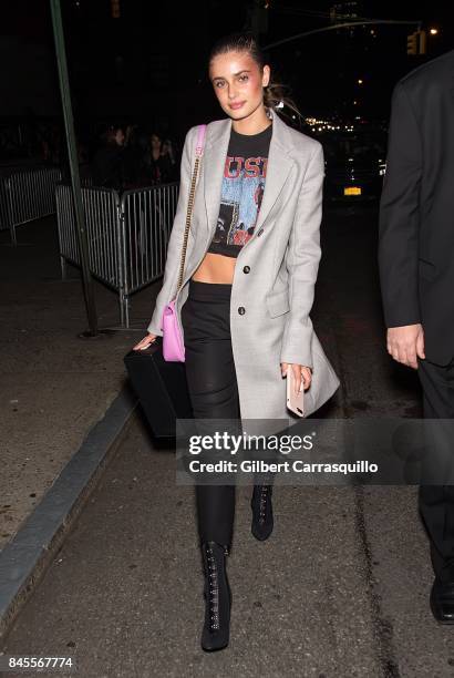 Model Taylor Marie Hill is seen leaving the FENTY PUMA by Rihanna Spring/Summer 2018 Collection at Park Avenue Armory on September 10, 2017 in New...