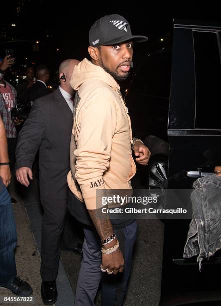 Fabolous is seen leaving the FENTY PUMA by Rihanna Spring/Summer 2018 Collection at Park Avenue Armory on September 10, 2017 in New York City.