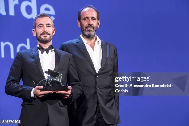 Guillermo Del Toro receives the Golden Lion Award for Best film for The Shape of Water, during the Award Ceremony of the 74th Venice Film Festival at...