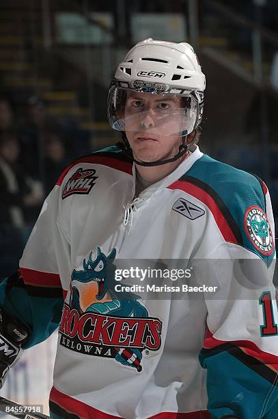 Ian Duval of the Kelowna Rockets skates against the Prince George Cougars on January 28, 2009 at Prospera Place in Kelowna, Canada.