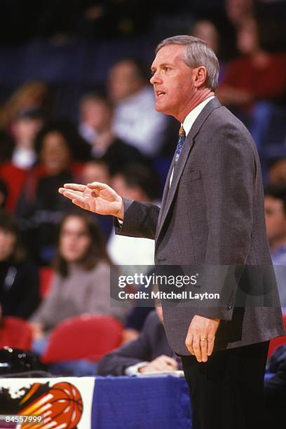 Jim O'Brien, head coach of the Boston College Eagles, during a college basketball game against the Georgetown Hoyas on February 1, 1994 at USAir...