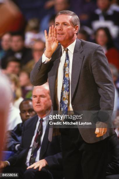 Jim O'Brien, head coach of the Boston College Eagles, during a college basketball game against the Georgetown Hoyas on February 1, 1994 at USAir...