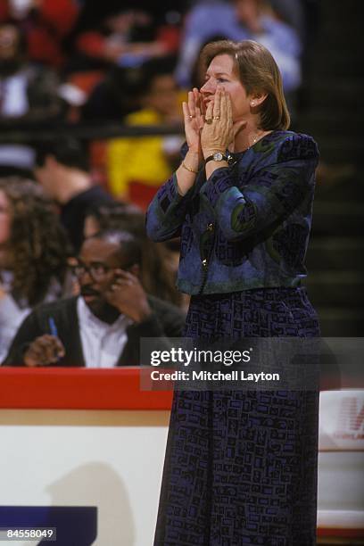 Sylvia Hatchell, head coach of the North Carolina Tar Heels, during a womens college basketball game against the Maryland Terrapins on January 1,...
