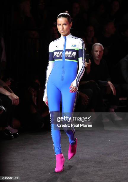 Model Adriana Lima walks the runway at the Fenty Puma by Rihanna show during New York Fashion Week at the 69th Regiment Armory on September 10, 2017...