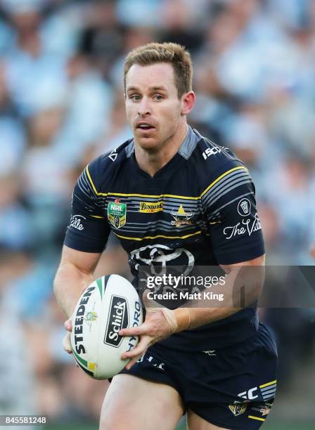 Michael Morgan of the Cowboys runs with the ball during the NRL Elimination Final match between the Cronulla Sharks and the North Queensland Cowboys...