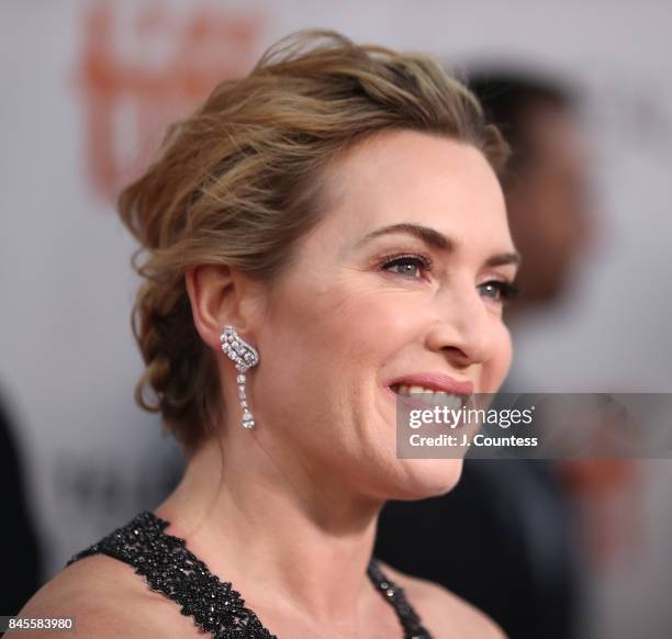 Actress Kate Winslet speaks to the media at the premiere of "The Mountain Between Us" during the 2017 Toronto International Film Festival at Roy...