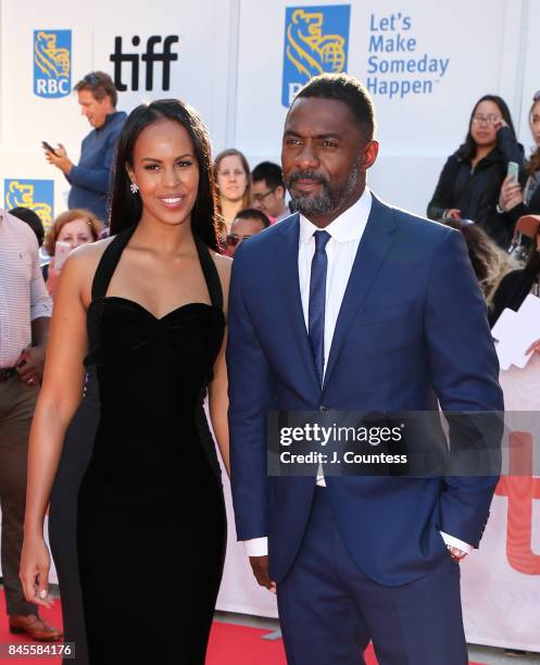 Actor Idris Elba and guest attend the premiere of "The Mountain Between Us" during the 2017 Toronto International Film Festival at Roy Thomson Hall...