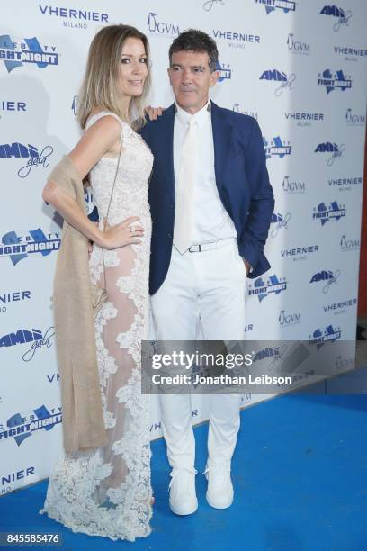 Antonio Banderas and Nicole Kempel attend the Closing Night Gala at Cinecittà as part of the 2017 Celebrity Fight Night in Italy Benefiting The...
