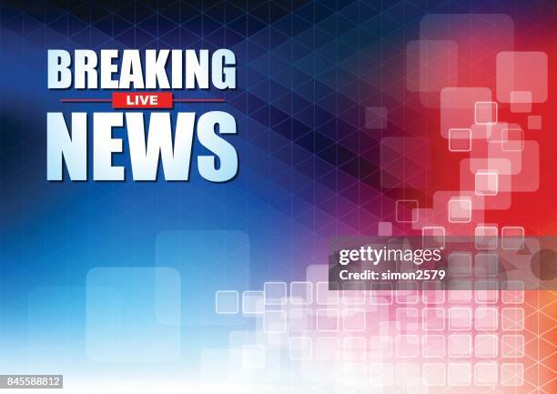 live breaking news headline in blue and red color pixels background - news event stock illustrations