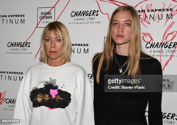 Kim Gordon and Coco Gordon Moore attend arrivals for Opening Ceremony presentation during New York Fashion Week at La Mamma on September 10, 2017 in...