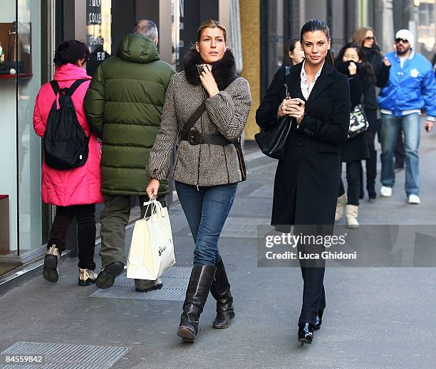 Claudia Galanti and Raffaella Zardo are seen shopping on January 30, 2009 in Milan, Italy.