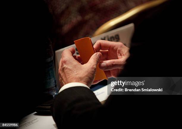 Man waits to cast his ballot for Republican National Committee chairman during the RNC winter meeting January 30, 2009 in Washington, DC. The RNC...