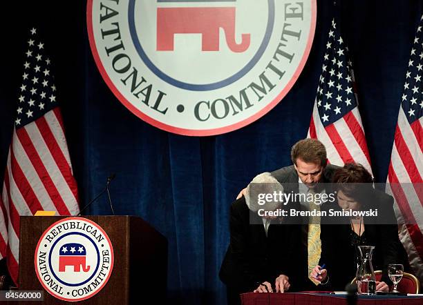 Committee staff prepare to accept ballots for Republican National Committee chairman during the RNC winter meeting January 30, 2009 in Washington,...