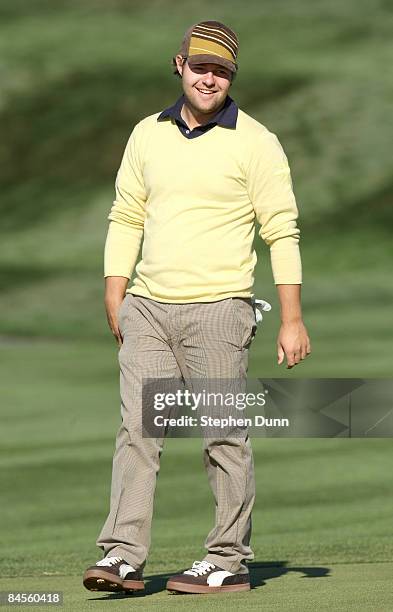 Ryan Moore reacts after just missing his birdie putt attempt on the second hole during the second round of the FBR Open on January 30, 2009 at TPC...