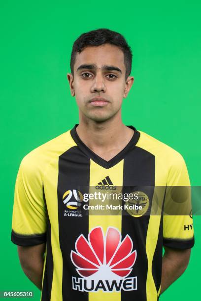 Sarpreeet Singh poses during the Wellington Phoenix 2017/18 A-League headshots session at Fox Sports Studios on September 11, 2017 in Sydney,...