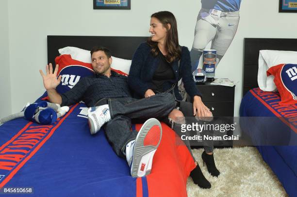 Jerry Ferrara and Breanne Racano attend gameday kickoff at the Booking.com Football House on September 10, 2017 in Jersey City, New Jersey.