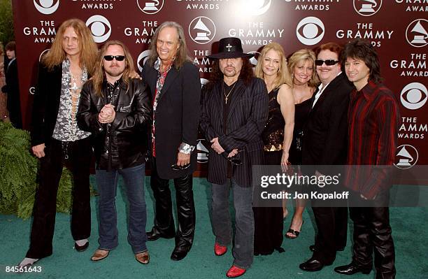 Ean Evans, Johnny Van Zant, Rickey Medlocke, Gary Rossington, Dale Krantz-Rossington, Carol Chase, Billy Powell and Michael Cartellone of Lynyrd...