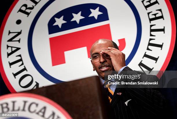 Michael S. Steele, former Lt. Gov. Of Maryland, walks to the lectern to speak after being elected Chairman during the Republican National Committee's...