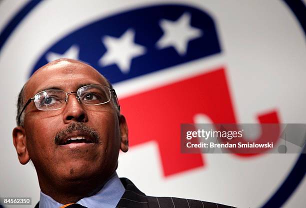 Michael S. Steele, former Lt. Gov. Of Maryland, speaks after being elected Chairman during the Republican National Committee's winter meeting January...