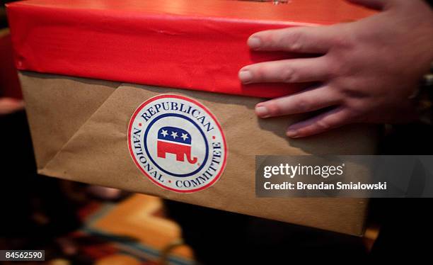 Ballot box is carried during the Republican National Committee's winter meeting January 30, 2009 in Washington, DC. The RNC held the winter meeting,...