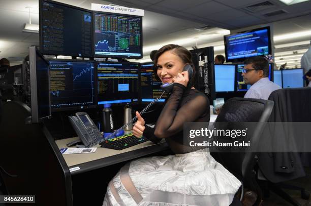 Journalist Erica Hill participates in Annual Charity Day hosted by Cantor Fitzgerald, BGC and GFI at Cantor Fitzgerald on September 11, 2017 in New...