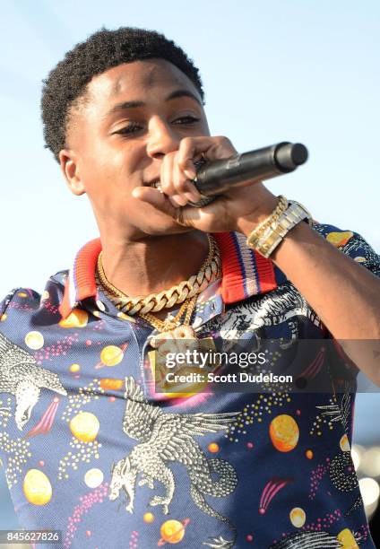 Rapper Youngboy performs onstage during the Day N Night Festival at Angel Stadium of Anaheim on September 10, 2017 in Anaheim, California.