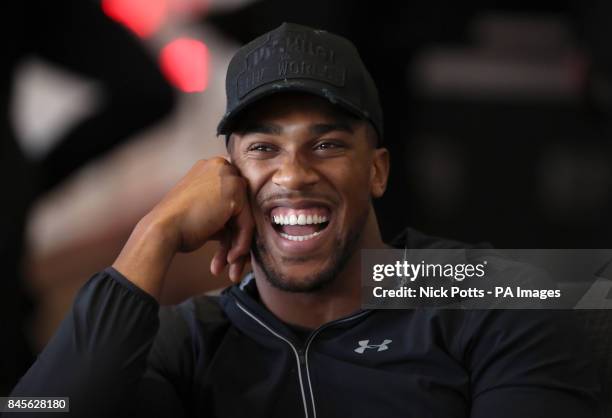 Anthony Joshua during the press conference at the Principality Stadium, Cardiff.