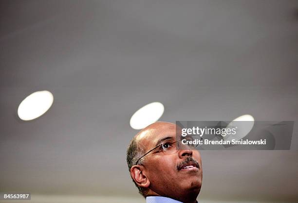 Michael S. Steele, former Lt. Gov. Of Maryland, speaks to the press after being elected Chairman during the Republican National Committee's winter...