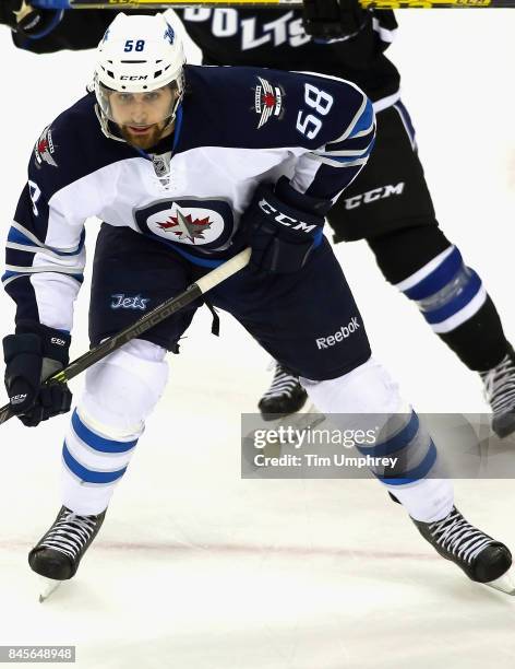 Eric O'Dell of the Winnipeg Jets plays in the game against the Tampa Bay Lightning at Amalie Arena on March 14, 2015 in Tampa, Florida.