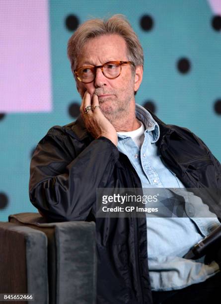 Musician Eric Clapton speaks onstage at "Eric Clapton: Life In 12 Bars" press conference during 2017 Toronto International Film Festival at TIFF Bell...
