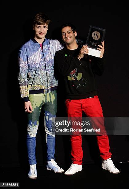 Joel S. Horwitz and a model backstage at the 'Designer for Tomorrow by Peek & Cloppenburg Duesseldorf' during the Mercedes Benz Fashion Week A/W 2009...