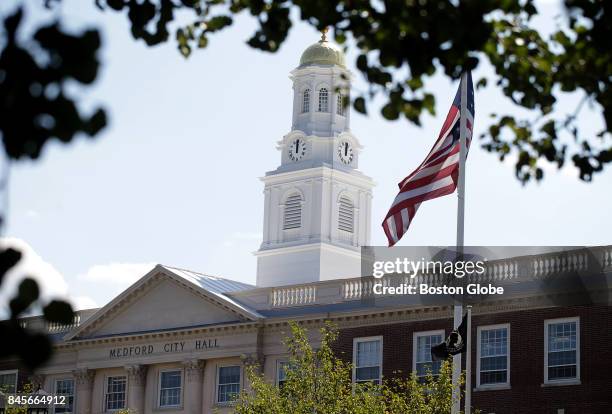 Medford City Hall in Medford, MA is pictured on Aug. 31, 2017.