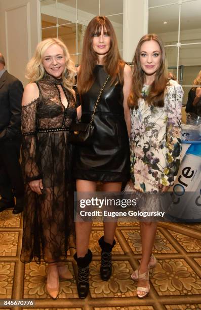 Rachel Bay Jones, Carol Alt and Laura Osnes attend the Dennis Basso fashion show during New York Fashion Week: The Shows at The Plaza Hotel on...