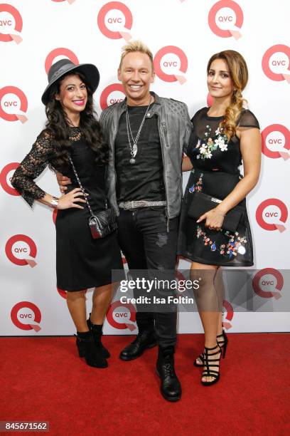 Presenters Eileen Maydali, Sascha and Shirin Navidy attend a QVC event during the Vogue Fashion's Night Out on September 8, 2017 in duesseldorf,...