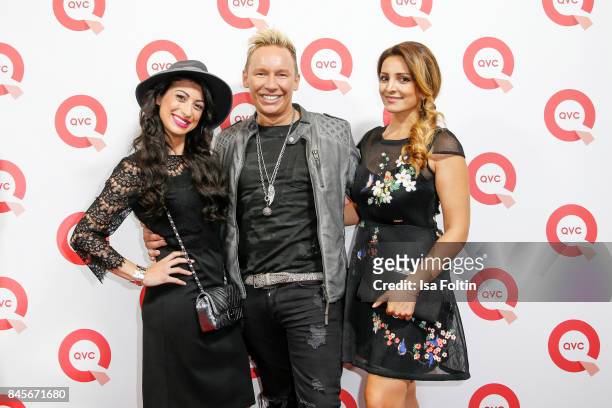 Presenters Eileen Maydali, Sascha and Shirin Navidy attend a QVC event during the Vogue Fashion's Night Out on September 8, 2017 in duesseldorf,...