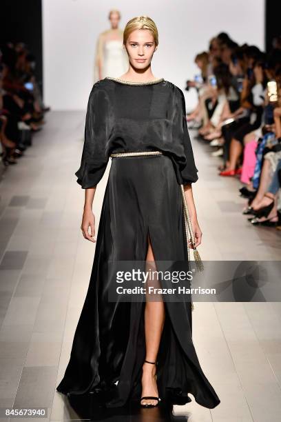 Model walks the runway for John Paul Ataker fashion show during New York Fashion Week: The Shows at Gallery 1, Skylight Clarkson Sq on September 11,...