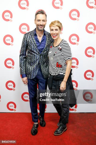 Designer Wolfgang Hein and make up artist Miriam Jacks attend a QVC event during the Vogue Fashion's Night Out on September 8, 2017 in duesseldorf,...